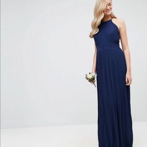 TFNC Tall High Neck Pleated Maxi Bridesmaid Dress